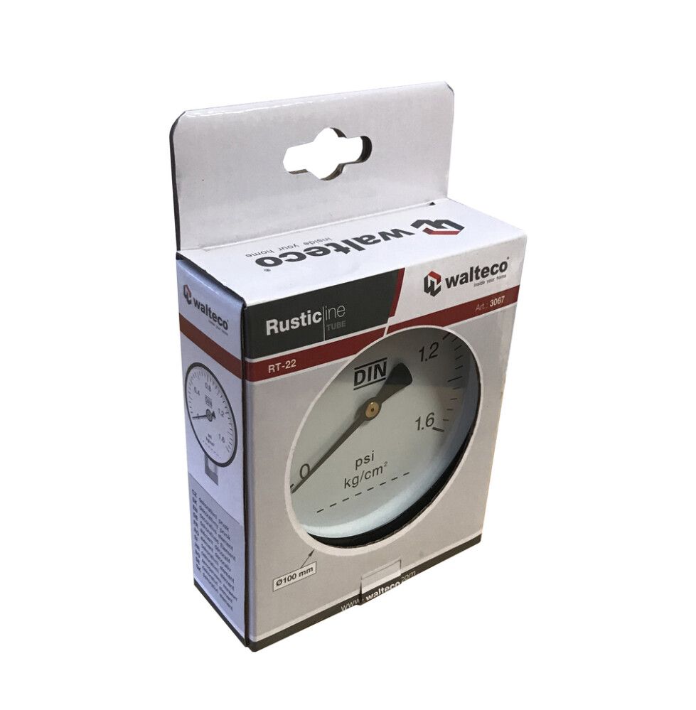 Manomeeter Walteco RT-22 must Ø 100 mm