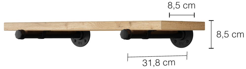 Riiulikanduri komplekt Walteco Rusticline Tube must