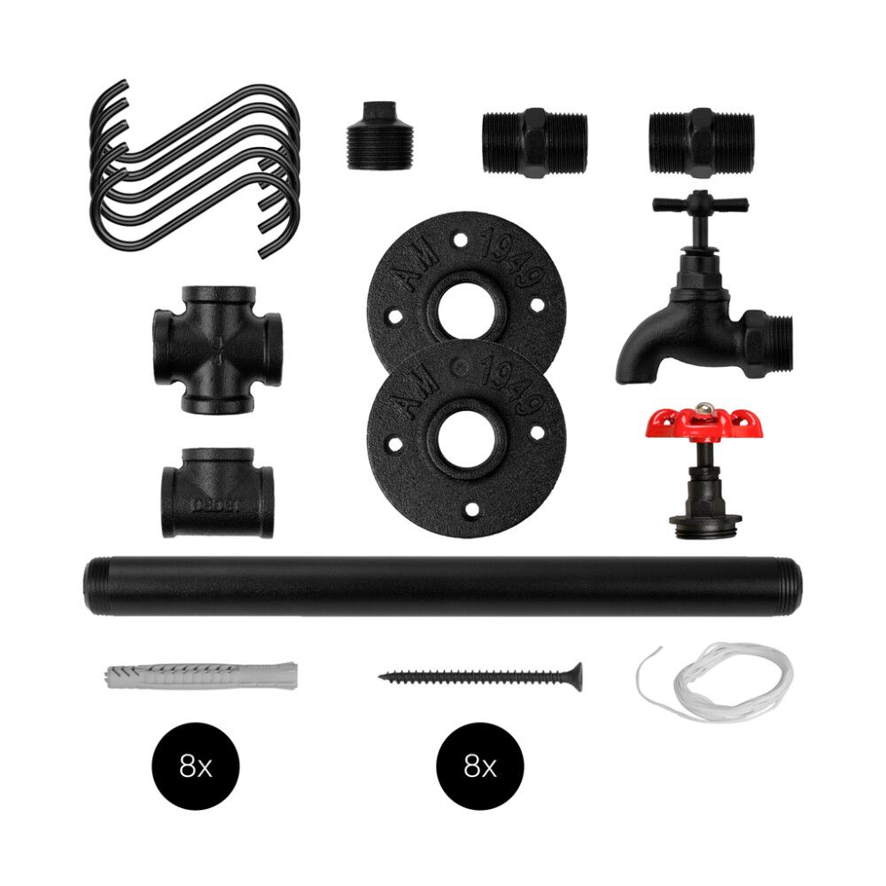 Seinanagi komplekt Walteco Rusticline Tube must 28 x 40 x 6 cm