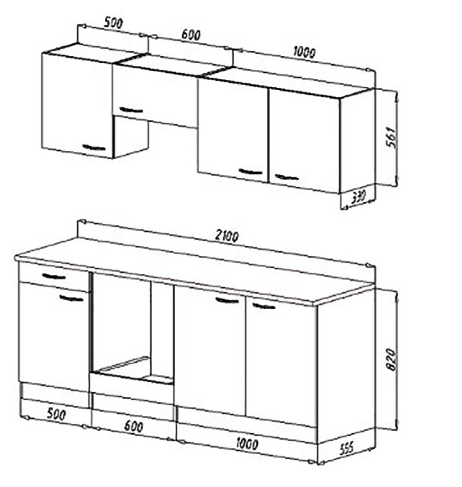 Miniköök Gerda Respekta 2,1 m pöök, keraamilise pliidiga