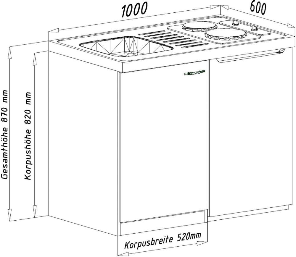 Miniköök Respekta MK100ESWOSCS 1 m valge/pruun