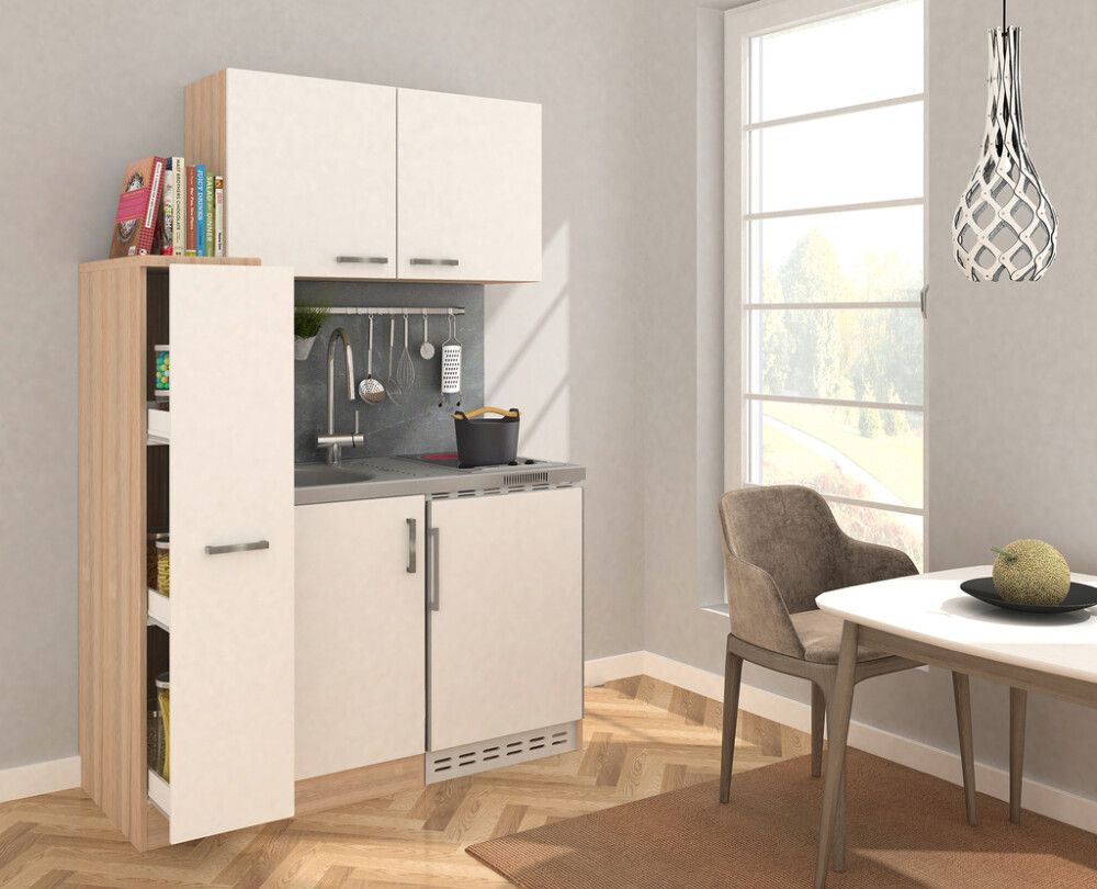 Miniköök Respekta MK130ESWOSCS 1,3 m valge/pruun