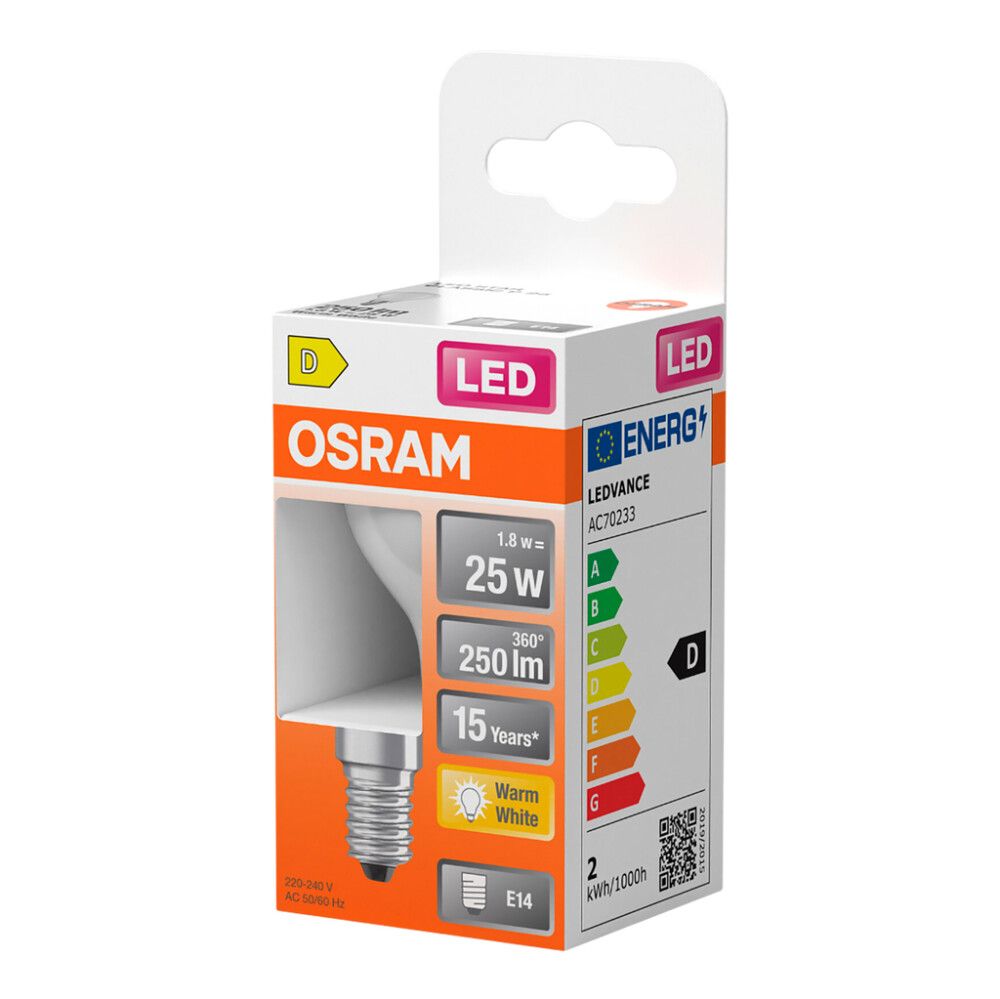 LED-lamp  Osram Star Classic P25 E14 1,8 W 250 lm 2700 K opaal 1 tk/pk