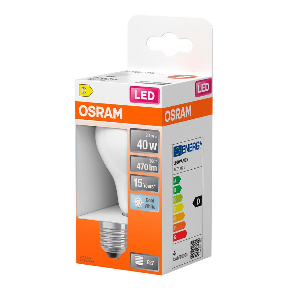 LED-lamp Osram Star Classic A40 E27 3,4 W 470 lm 4000 K opaal 1 tk/pk