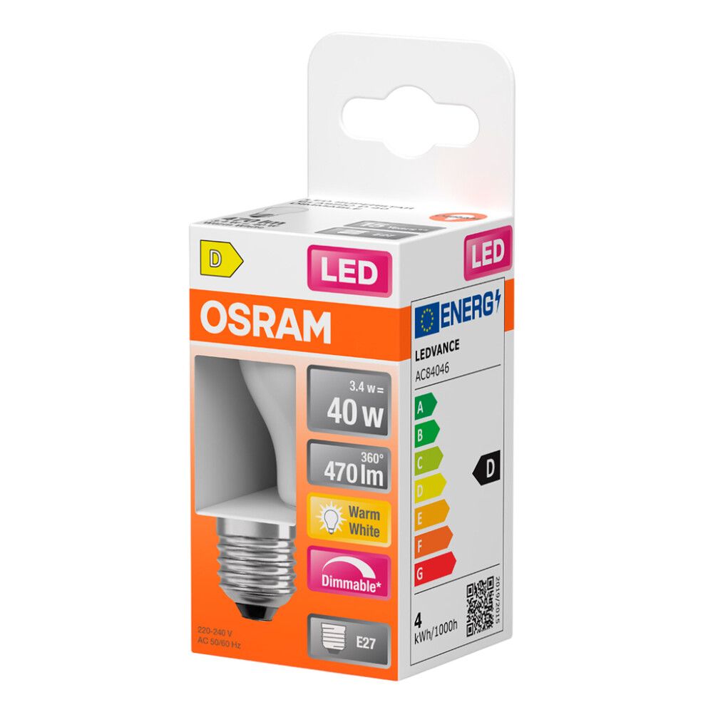LED-lamp  Osram Star Classic P40 DIM E27 3,4 W 470 lm 2700 K opaal 1 tk/pk
