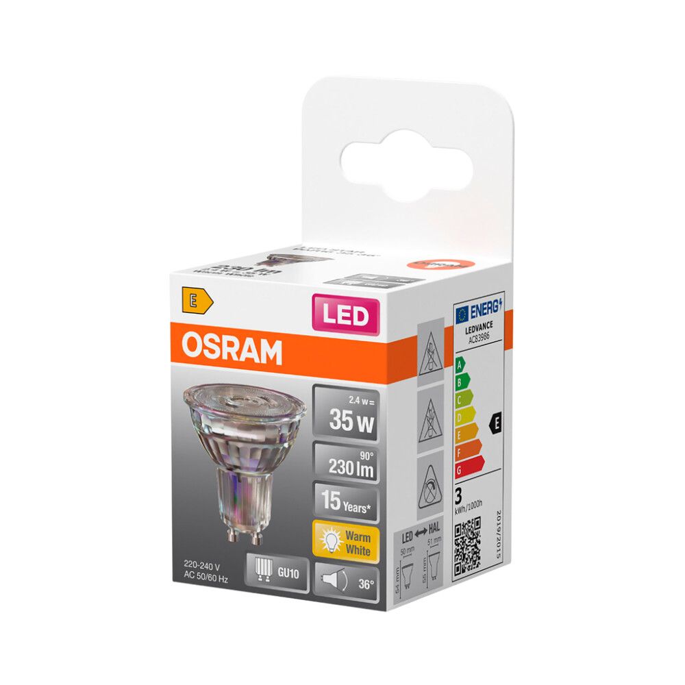 LED-lamp Osram Star PAR16 GU10 2,4 W 230 lm 2700 K 36° 1 tk/pk