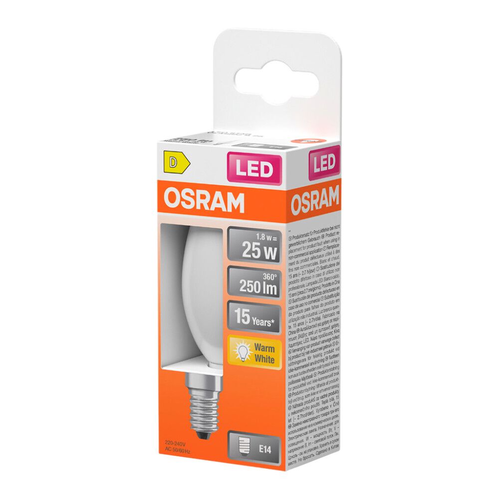 LED-lamp Osram Star Classic B25 E14 1,8 W 250 lm 2700 K opaal 1 tk/pk