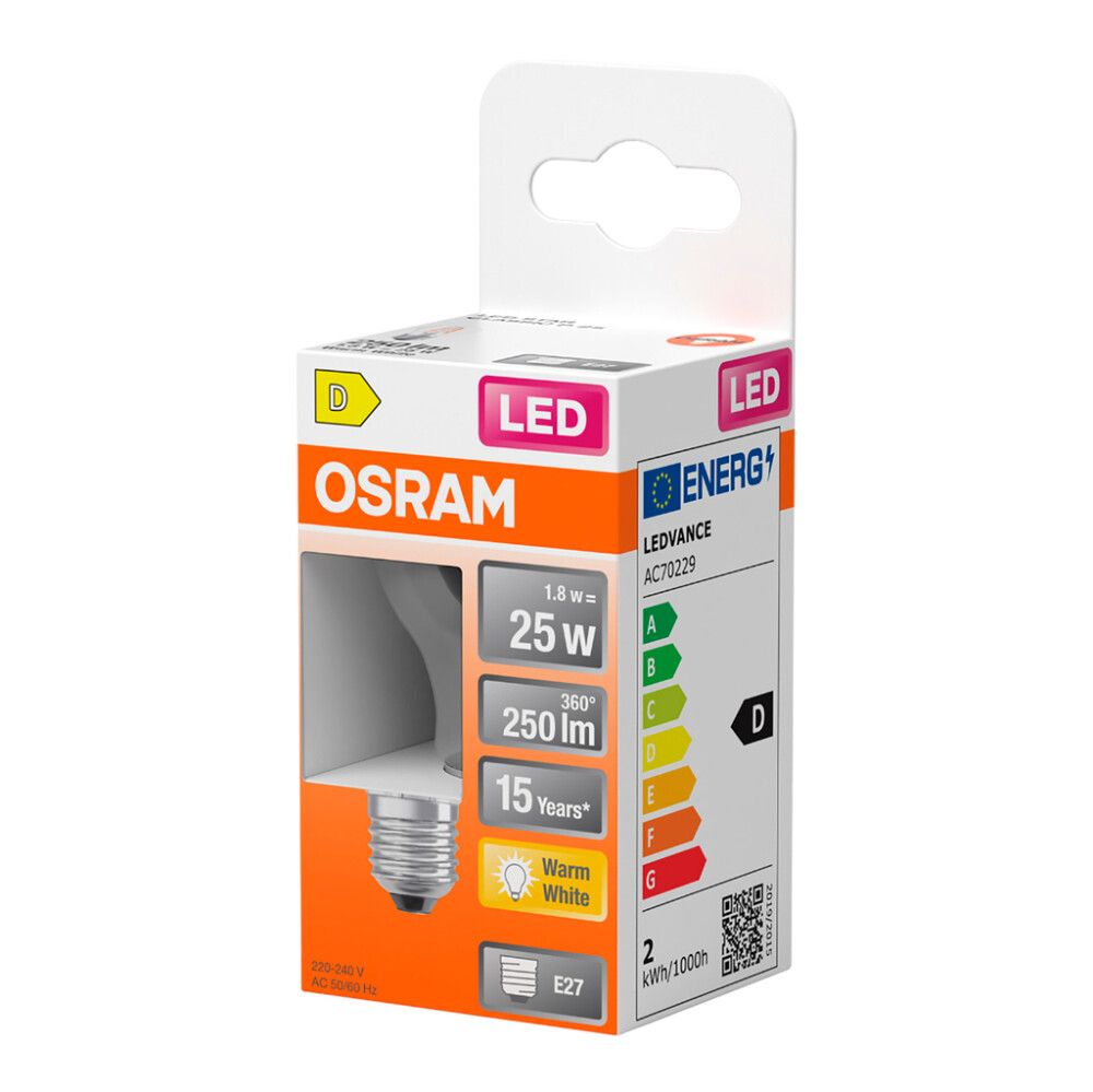 LED-lamp  Osram Star Classic P25 E27 1,8 W 250 lm 2700 K kirgas 1 tk/pk