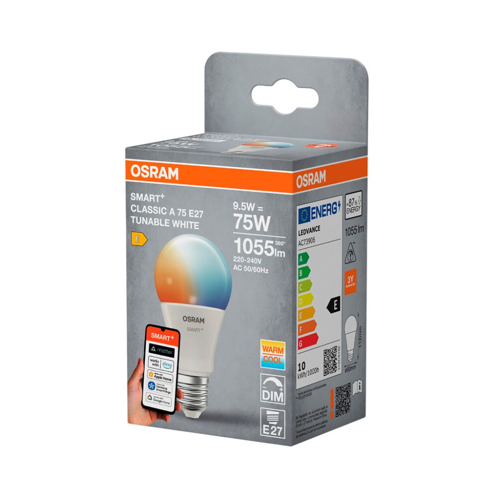 LED-lamp Osram SMART+ MATTER CL TW 60 240D E27 9,5W 2700K