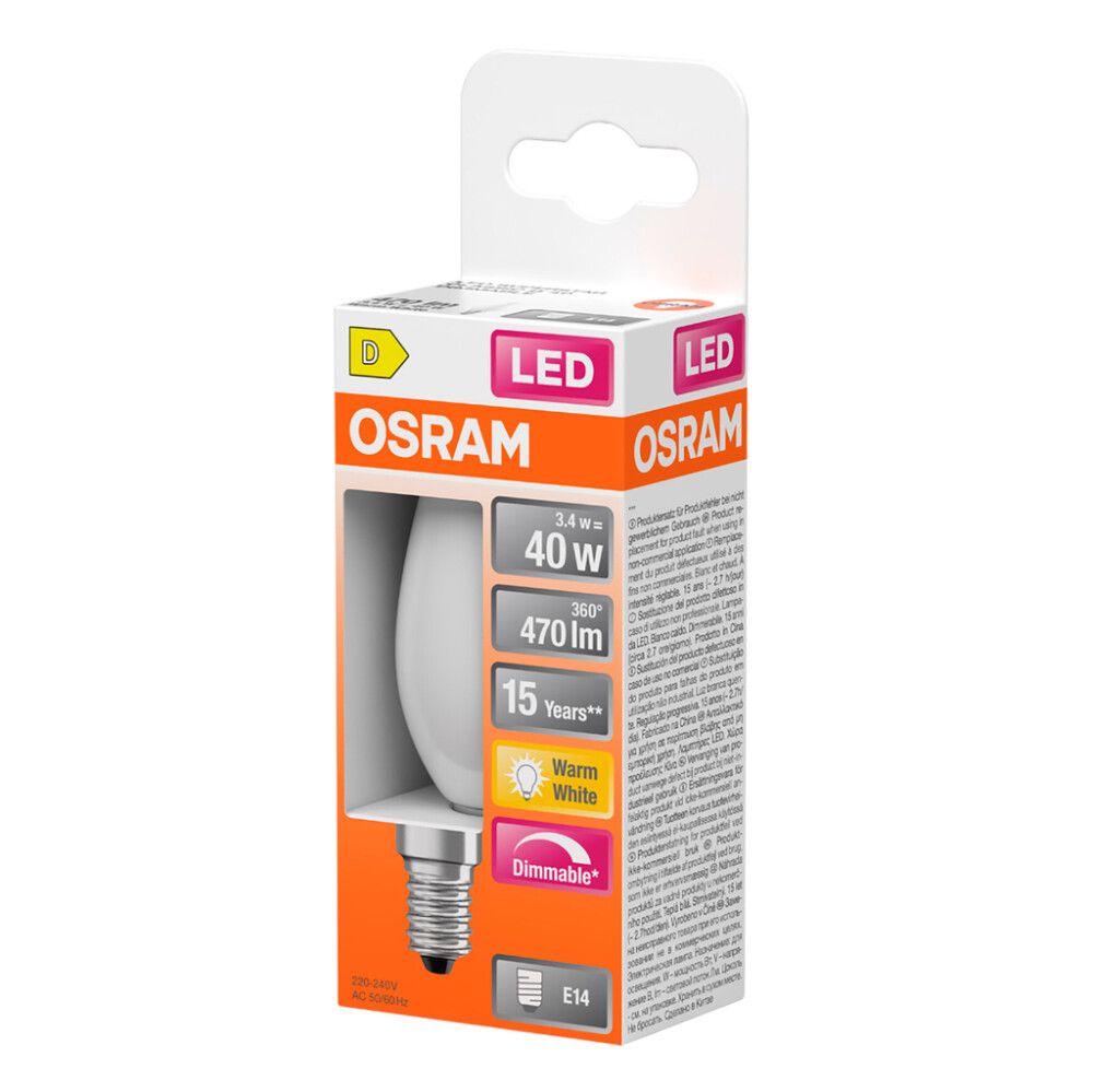 LED-lamp Osram Star Classic B40 DIM E14 3,4 W 470 lm 2700 K opaal 1 tk/pk