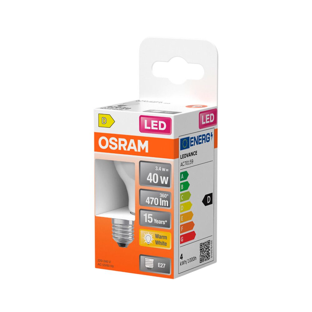 LED-lamp Osram Star Classic P40 E27 3,4 W 470 lm 2700 K opaal 1 tk/pakis
