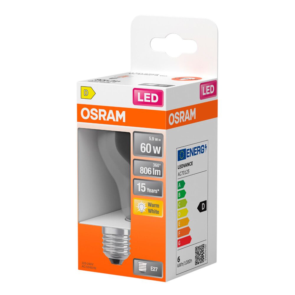 LED-lamp Osram Star Classic A60 E27 5,9 W 806 lm 2700 K kirgas 1 tk/pk
