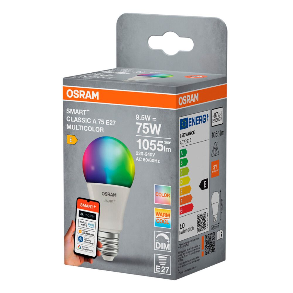 LED-lamp Osram SMART+ MATTER CL RGBW 60 240D E27 9,5W 2700K