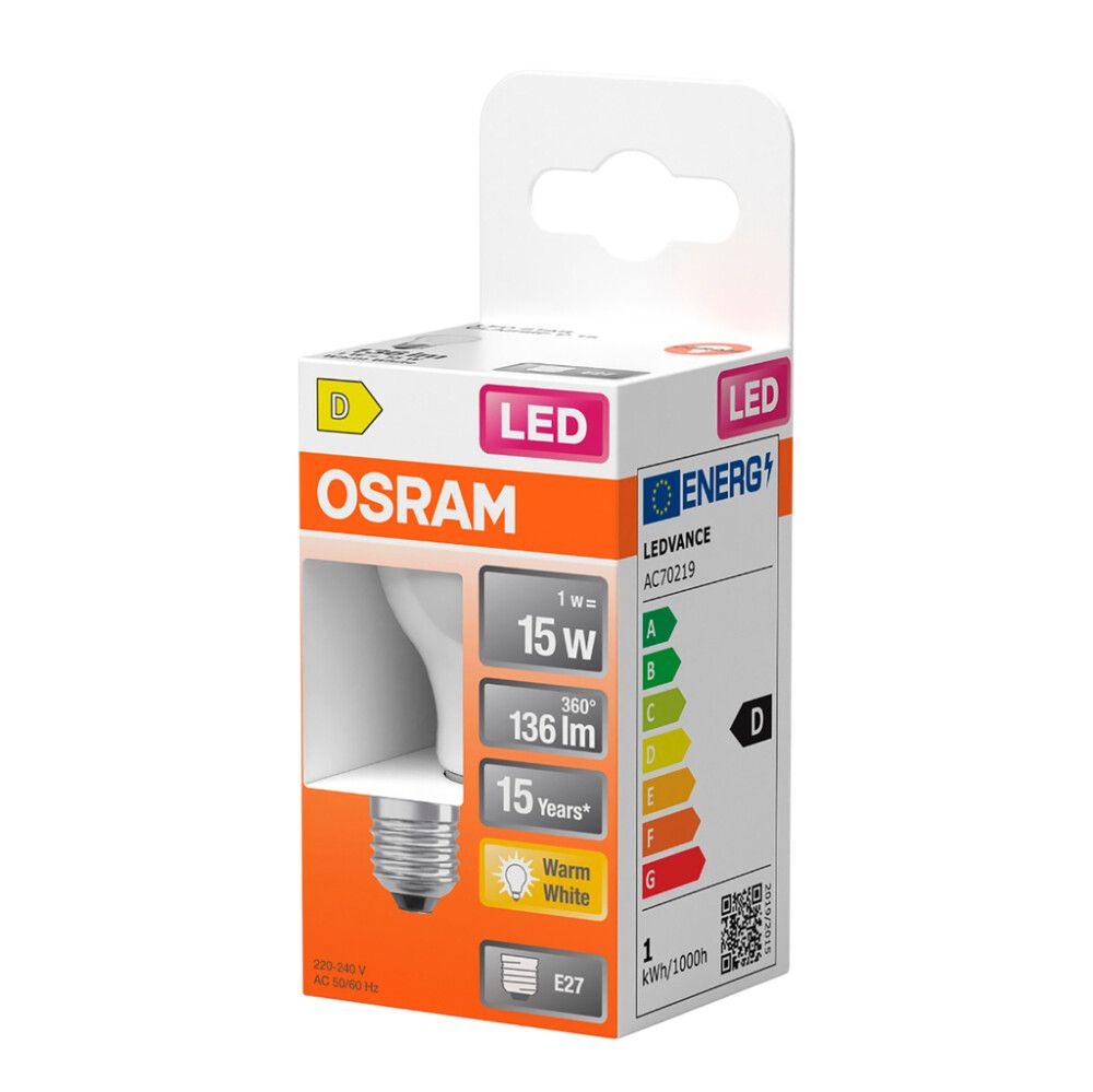 LED-lamp Osram Star Classic P15 E27 1 W 136 lm 2700 K opaal 1 tk/pk