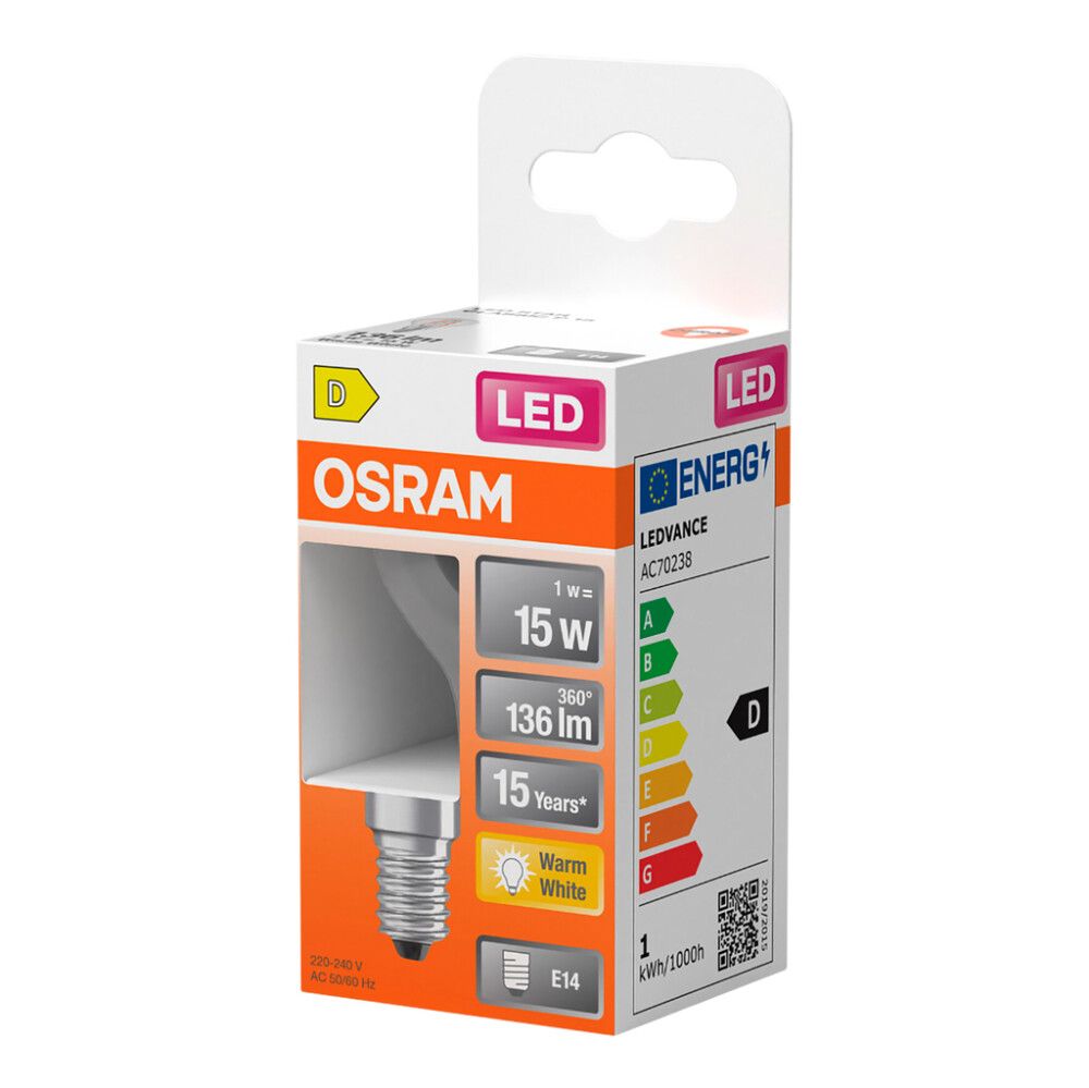 LED-lamp Osram Star Classic P15 E14 1 W 136 lm 2700 K kirgas1 tk/pk