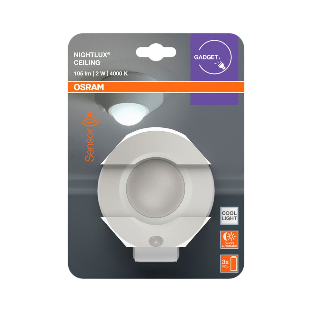 Liikumisanduriga valgusti Osram Nightlux Ceiling valge Ø 8,6 cm IP20
