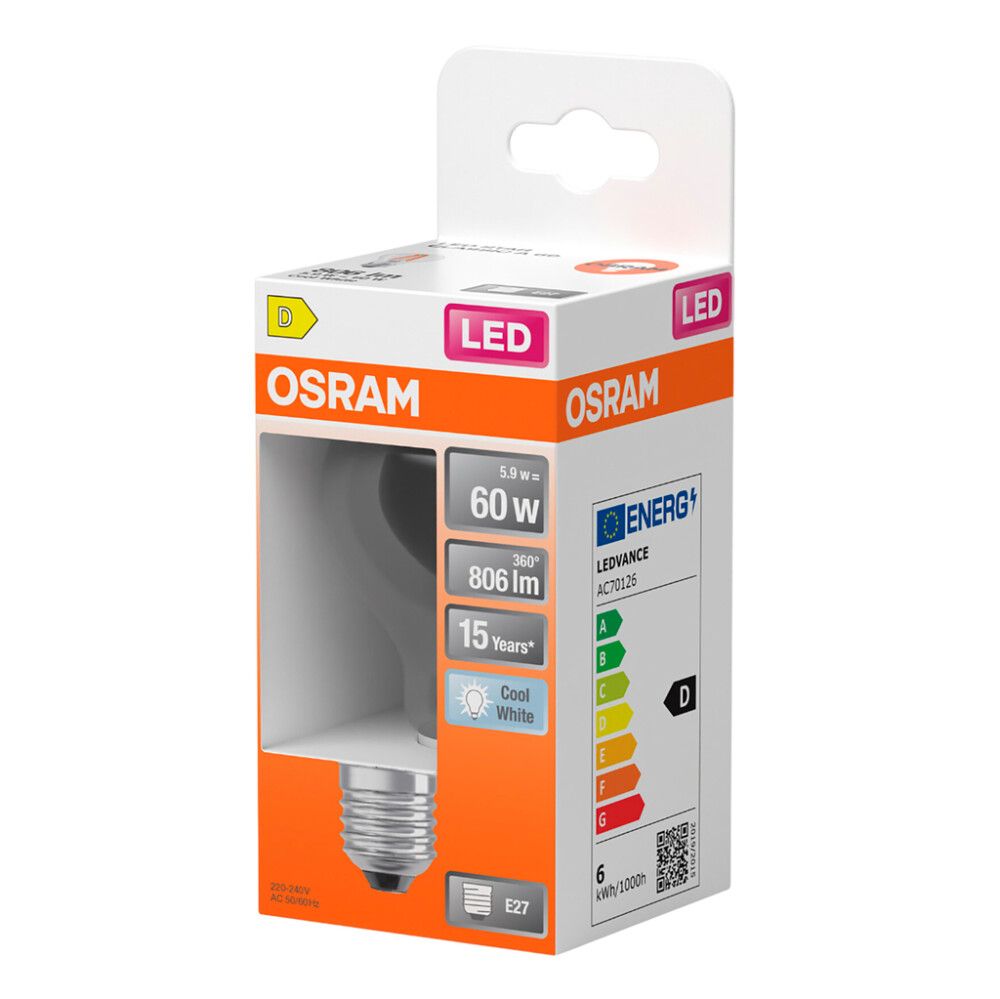 LED-lamp Osram Star Classic A60 E27 5,9 W 806 lm 4000 K kirgas 1 tk/pk