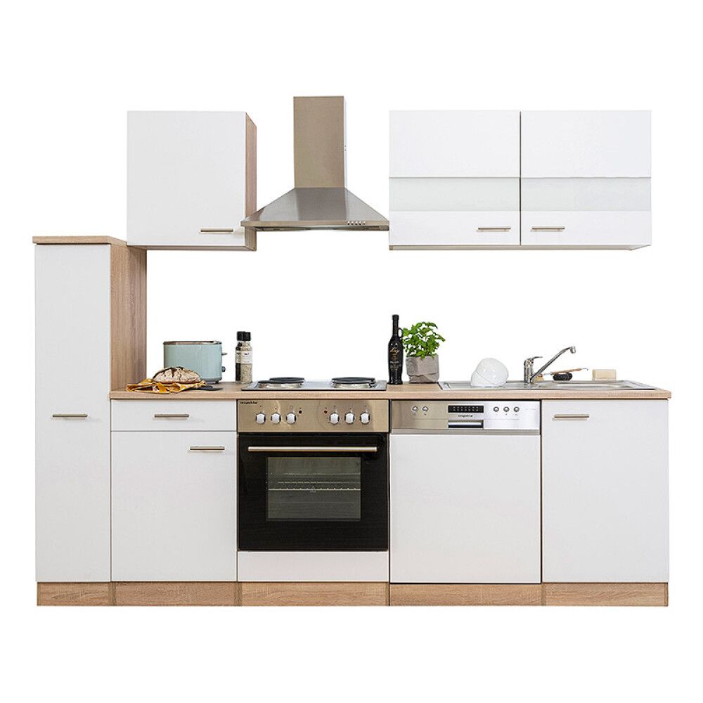 Köögikomplekt Respekta Merle 2,5 m, valge, elektriline pliit