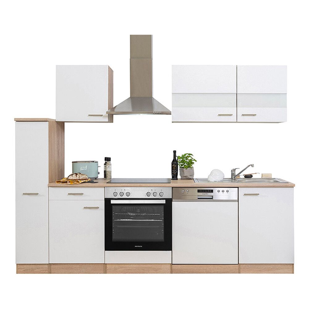 Köögikomplekt Respekta Merle 2,5 m, valge, keraamiline pliit