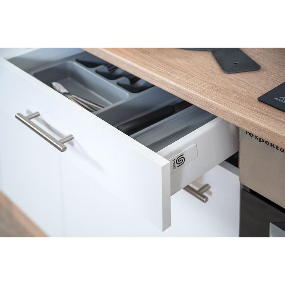 Köögikomplekt Respekta Merle 2,5 m, valge, keraamiline pliit