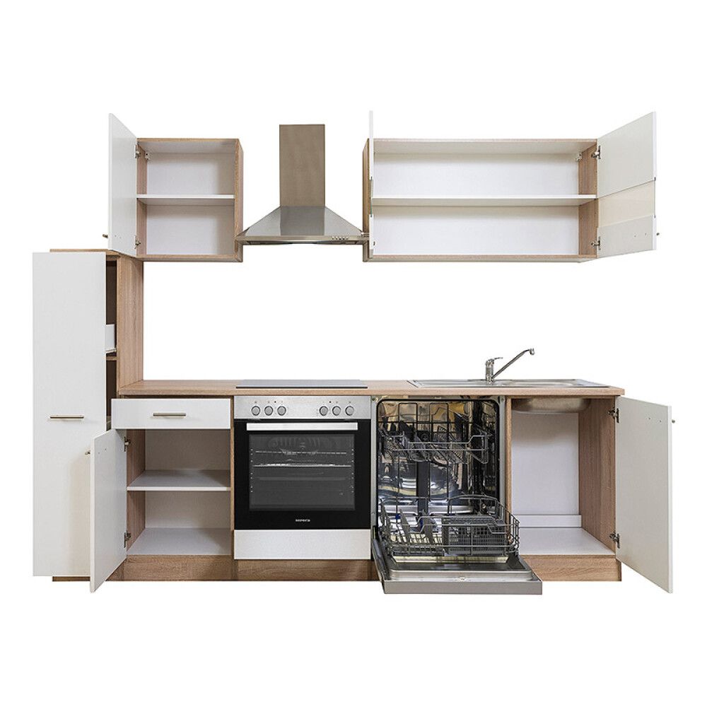 Köögikomplekt Respekta Merle 2,5 m, valge, keraamiline pliit