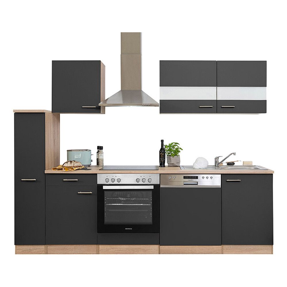 Köögikomplekt Respekta Merle 2,5 m, hall, keraamiline pliit