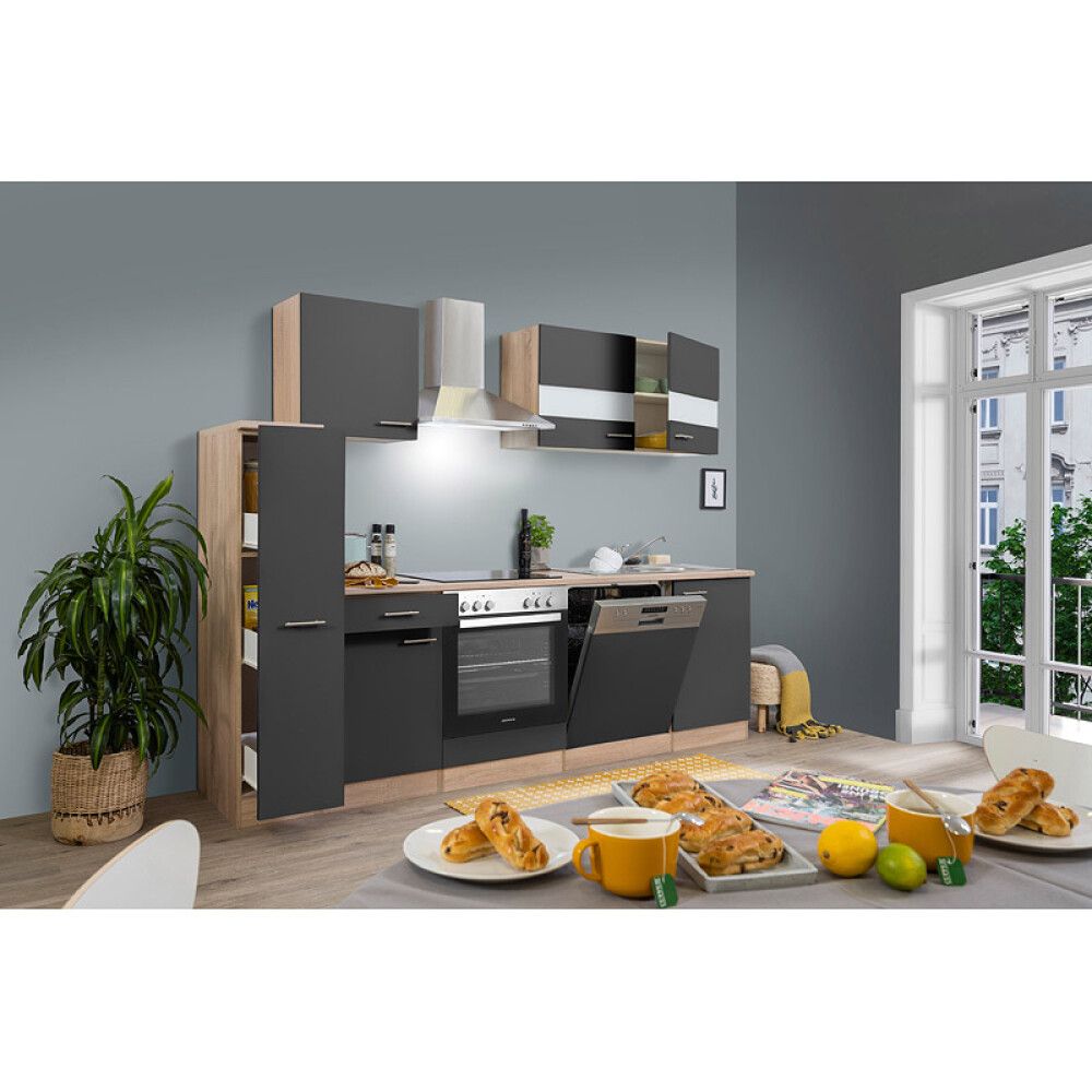 Köögikomplekt Respekta Merle 2,5 m, hall, keraamiline pliit