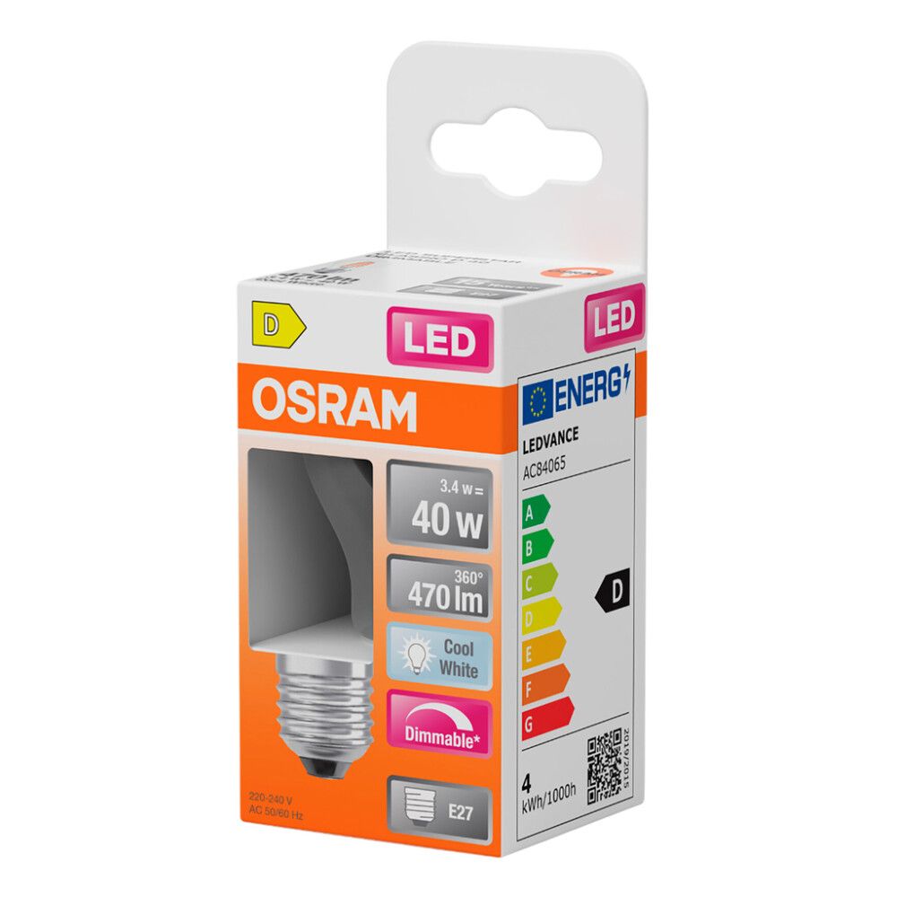 LED-lamp Osram Star Classic P40 DIM E27 3.4 W 470 lm 4000 K selge 1 tk/pakk