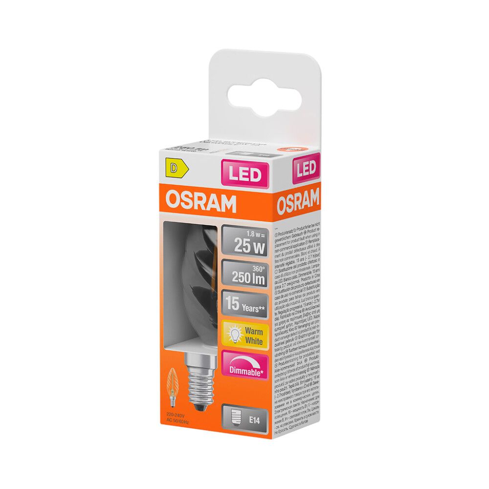 LED-lamp Osram Superstar Classic BW 25 Hõõgniit DIM 1.8W Läbipaistev E14
