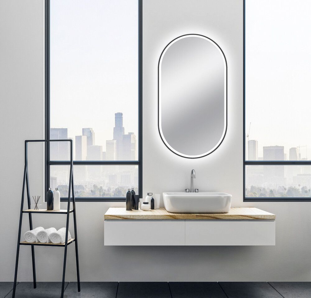 LED-peegel Camargue Supreme 50 x 90 cm Must