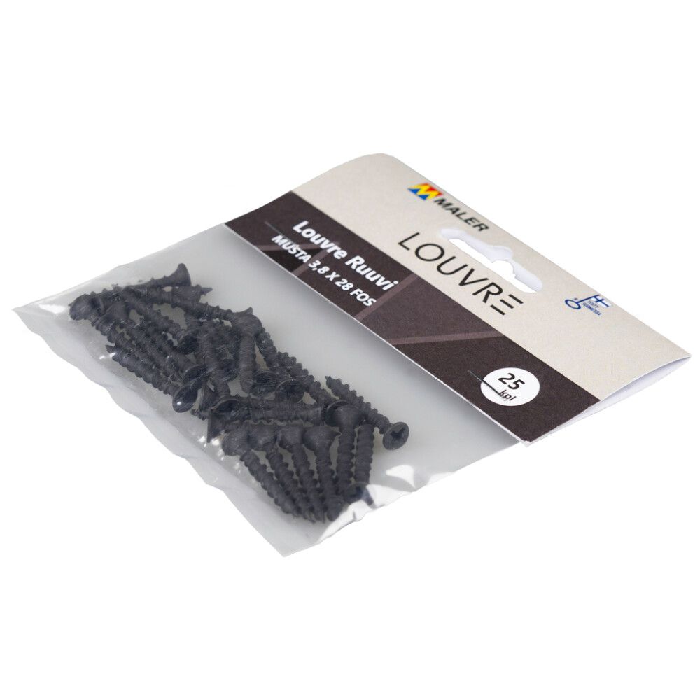 Kruvi Maler Louvre FOS must metall  3,8 x 28 mm 25 tk