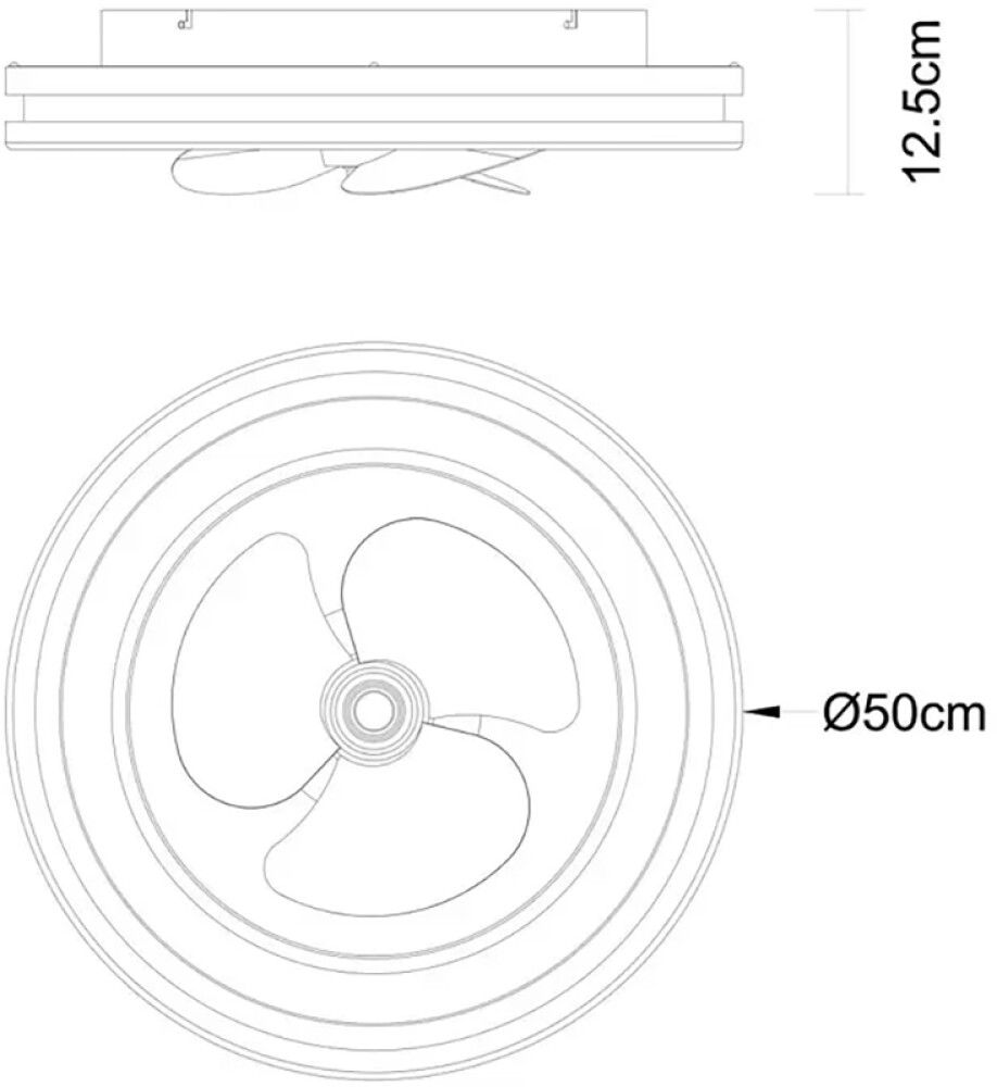 LED-plafoon Voltomat ventilaatoriga Santana Ø 50 cm