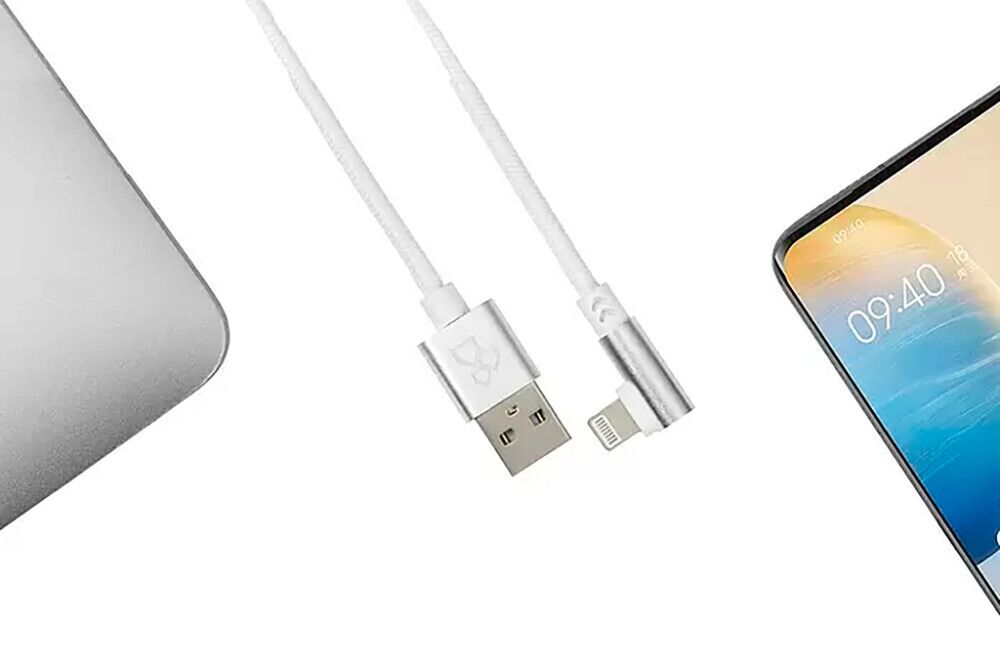 USB-kaabel Bauhaus USB-A/Lightning 90° valge 1 m