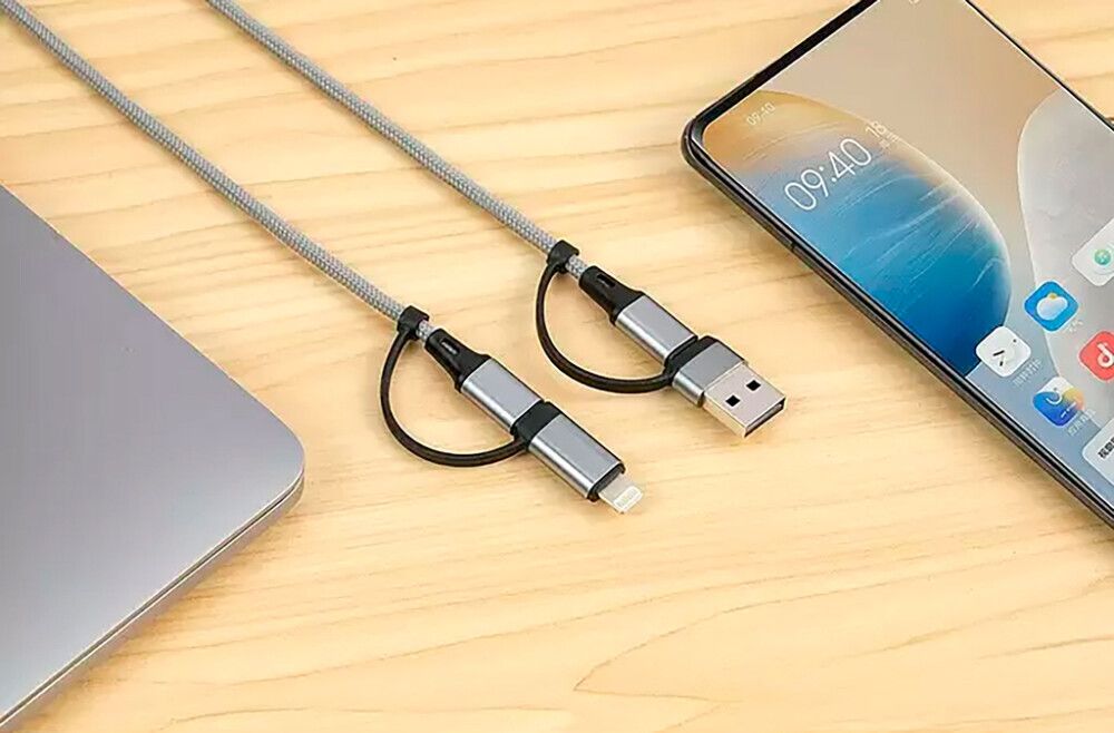 USB-kaabel Bauhaus 2+2 hõbe 1 m