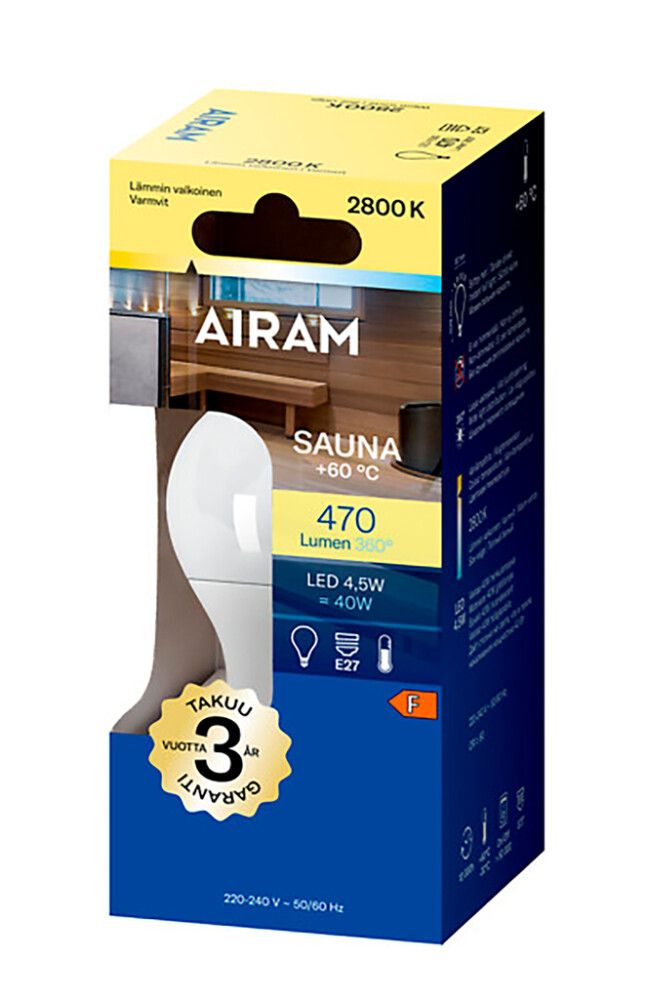 LED-lamp Airam Sauna A61 828 470 lm 4,5 W E27 OP