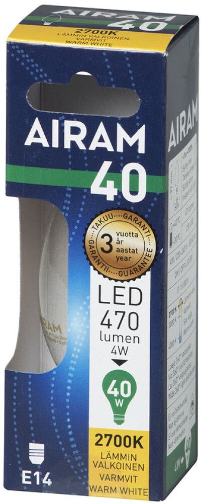 LED-lamp Airam C35 827 470 lm 4,5 W E14 FIL