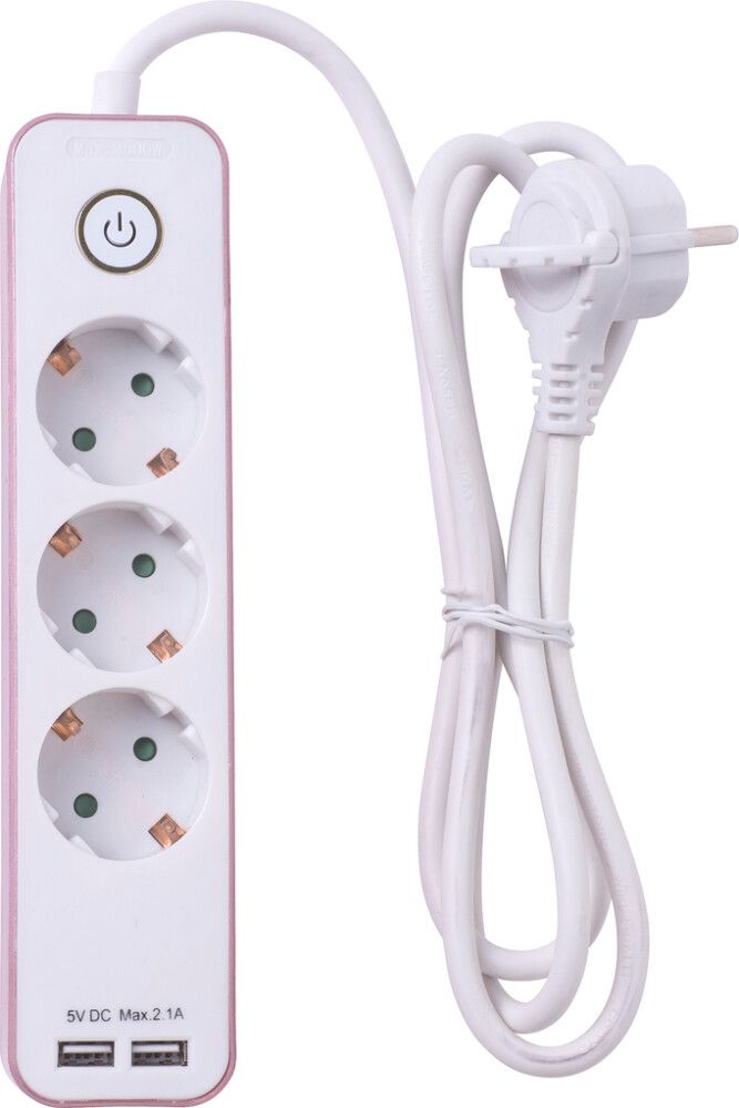 Pikendusjuhe Airam 2 x USB 1,4 m, 3-osaline