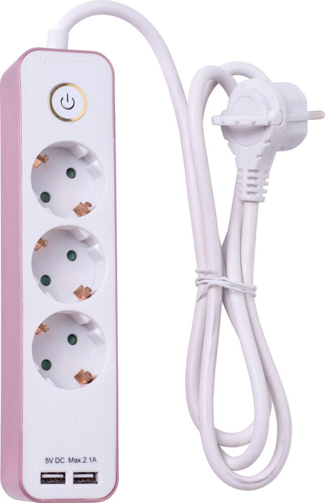 Pikendusjuhe Airam 2 x USB 1,4 m, 3-osaline