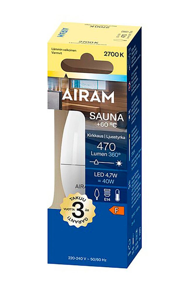 LED-lamp Airam Sauna C38 827 470 lm 4,7 W E14 OP