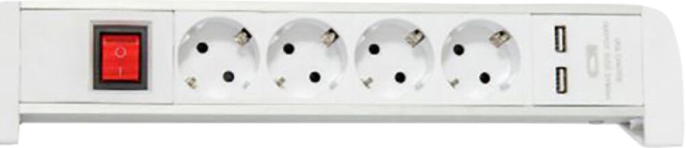 Pikendusjuhe Airam Tabletop 4-osaline, 2 USB-pesa, valge