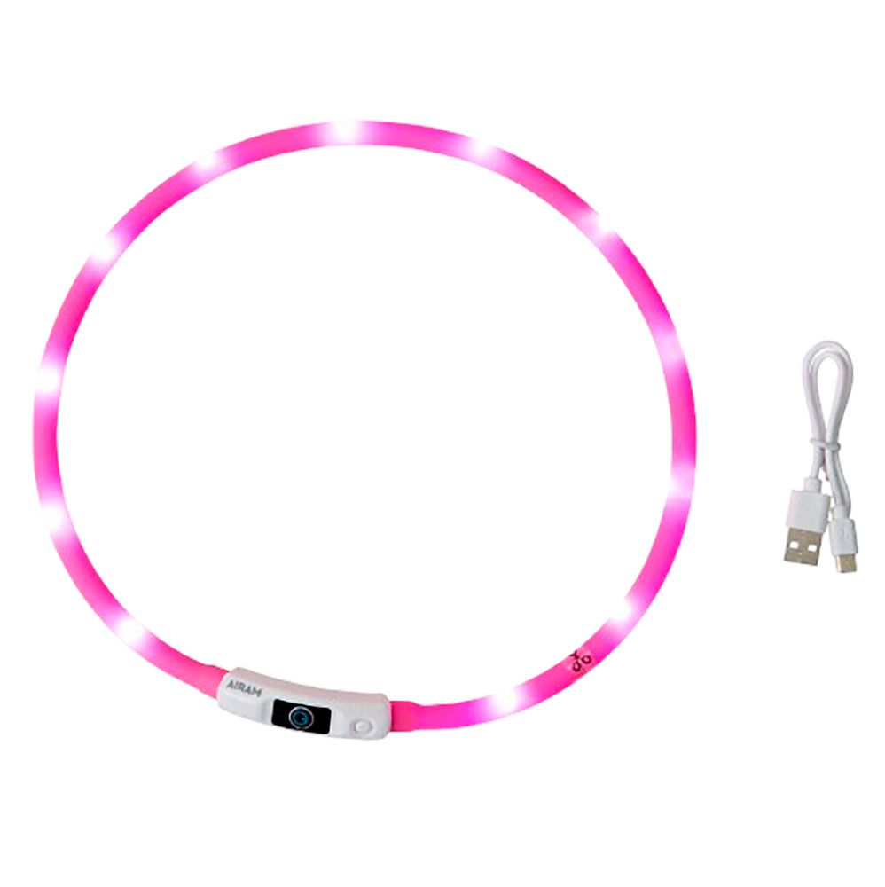 LED-valgustusega kaelarihm koerale Airam Roosa Nauha roosa