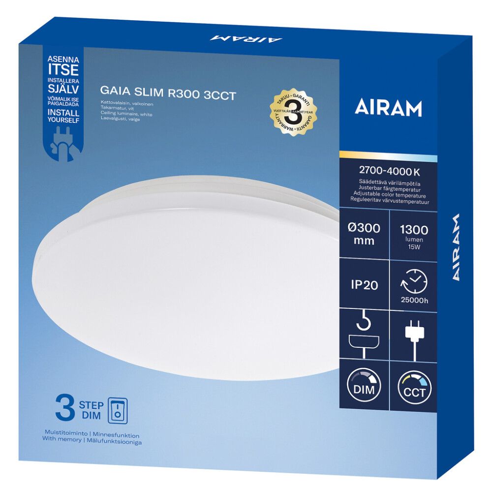 Plafoon Airam Gaia Slim R Ø 30 cm