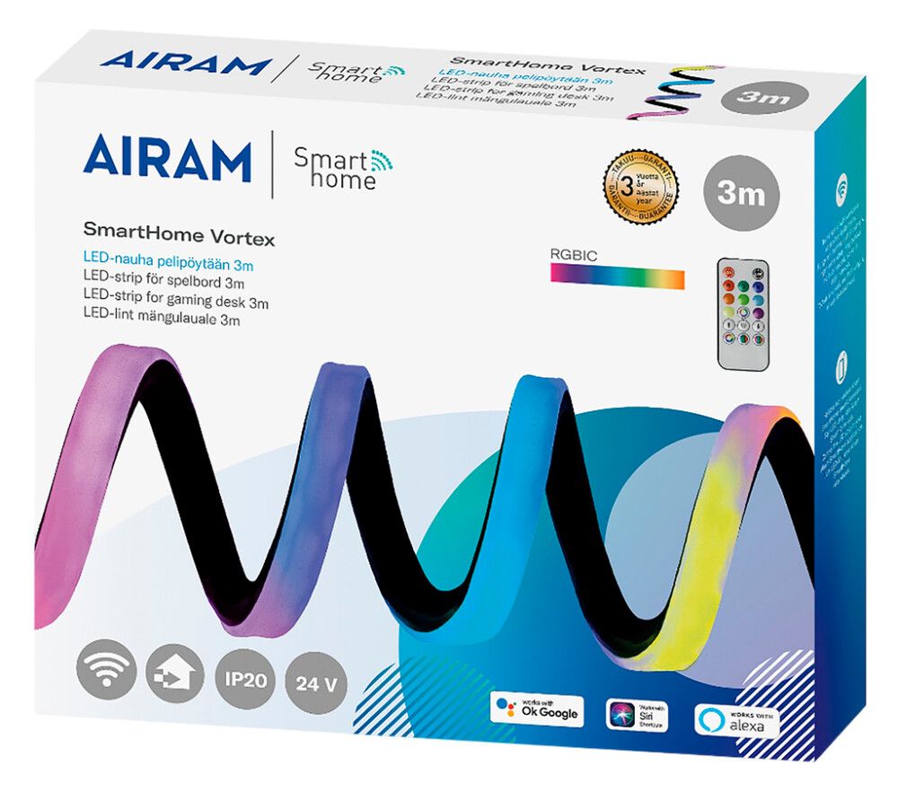 LED-riba Airam SmartHome Vortex RGBIC 3 m