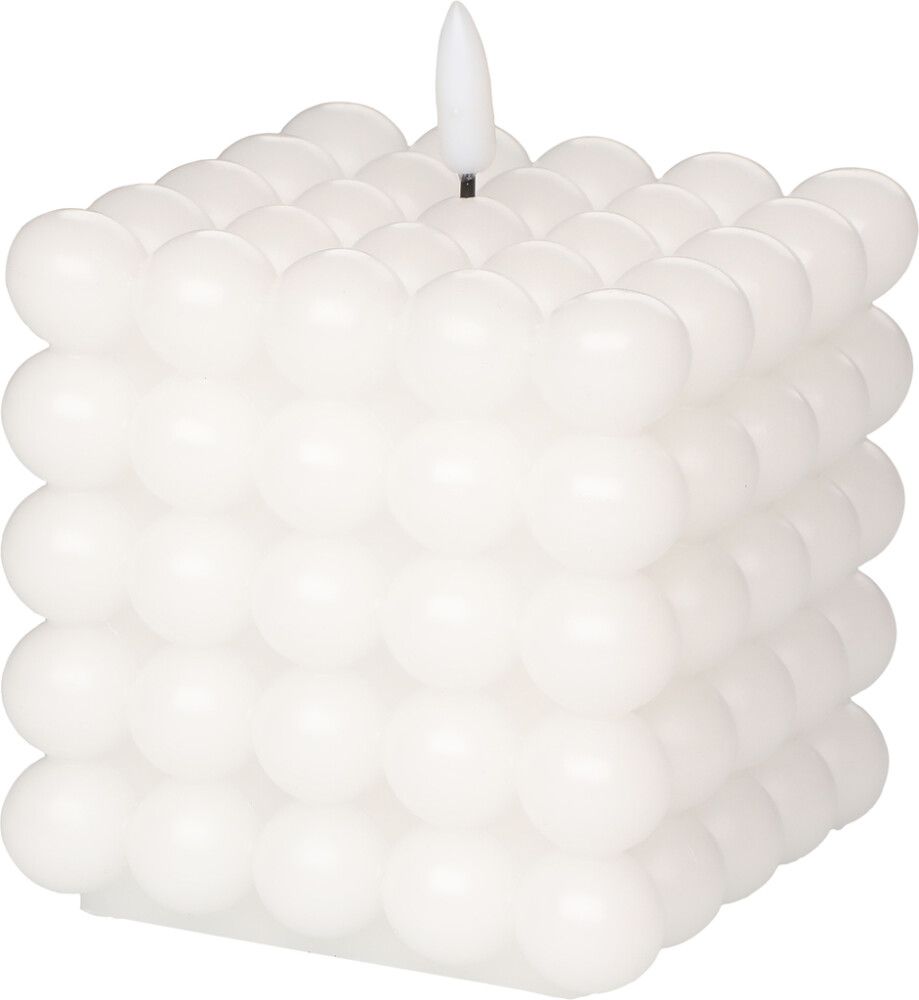 Küünal Bubble LED 3D leegiga 10 x 10 x 12,5 cm, valge