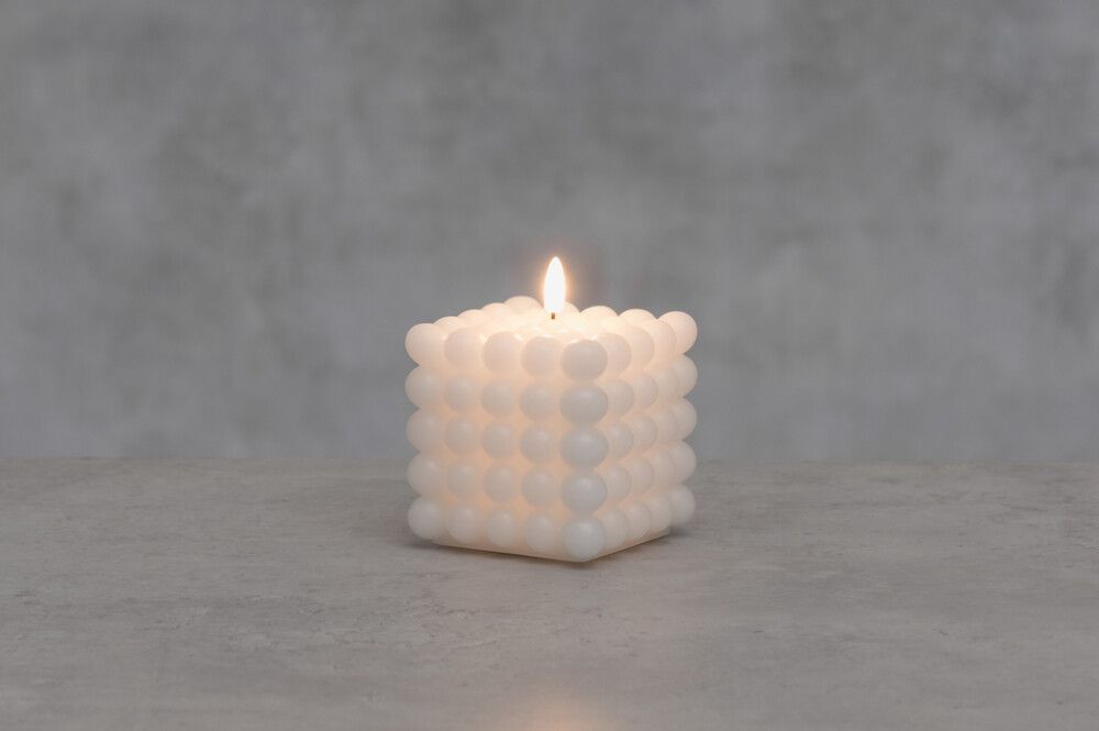 Küünal Bubble LED 3D leegiga 10 x 10 x 12,5 cm, valge