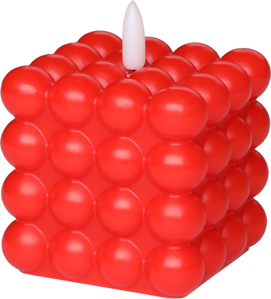 Küünal Bubble LED 3D leegiga 7,5 x 7,5 x 9 cm, punane