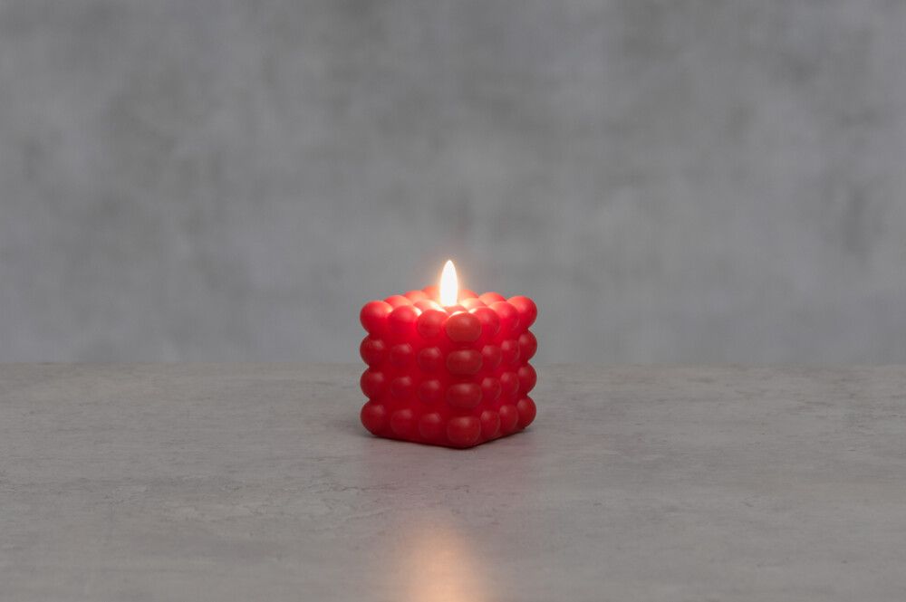 Küünal Bubble LED 3D leegiga 7,5 x 7,5 x 9 cm, punane