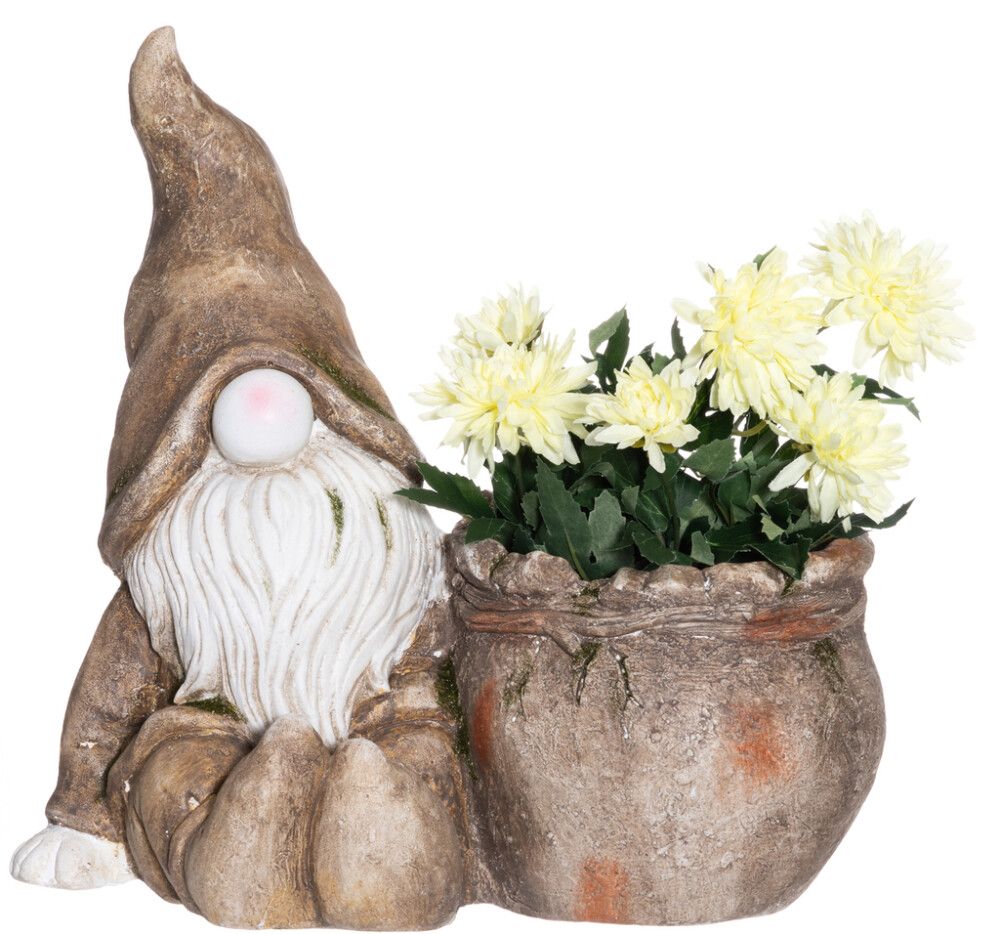 Aaiakaunistus Päkapikk lillepotiga 36,5 cm, pruun