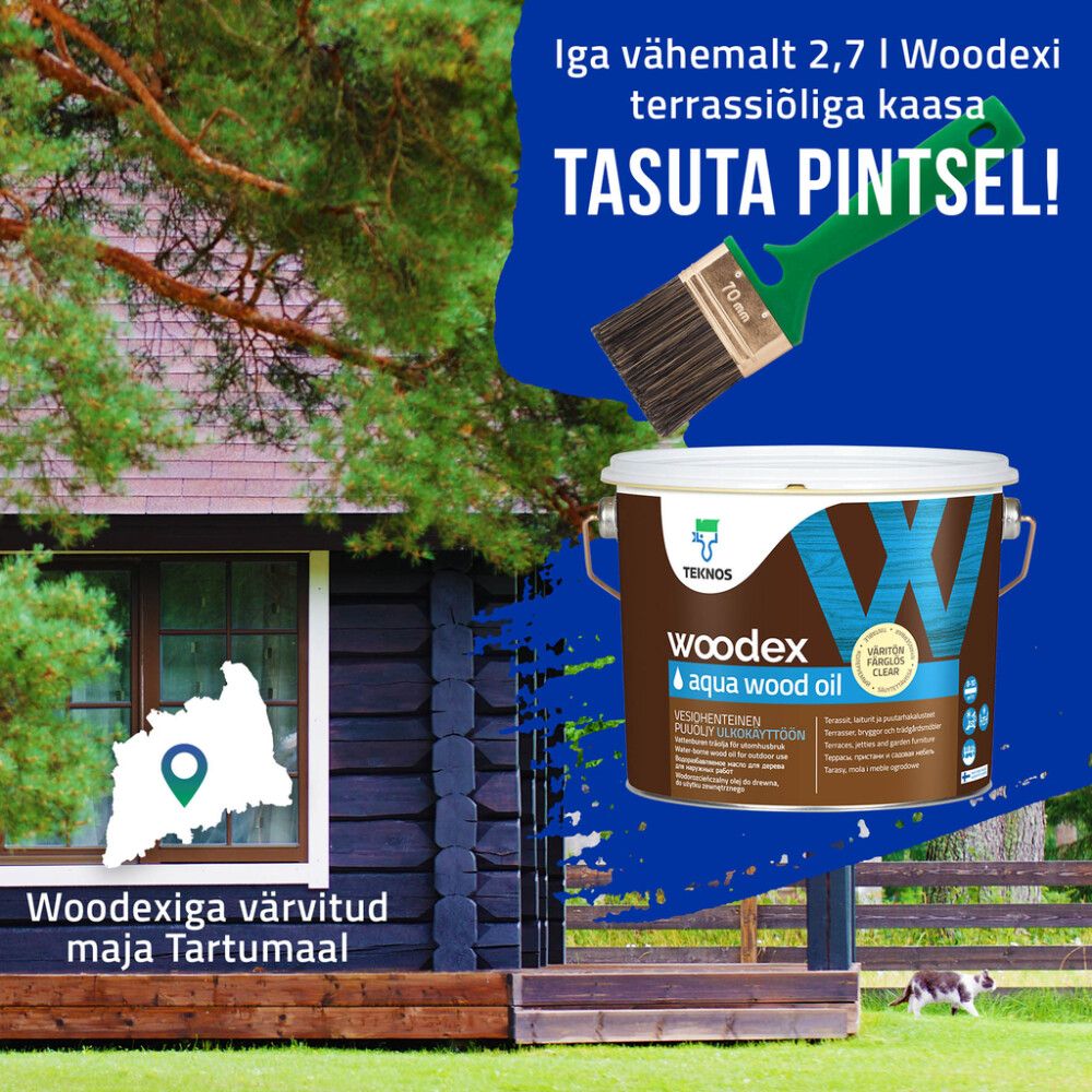 Puiduõli Teknos Woodex Aqua Wood Oil, pruun 9 l
