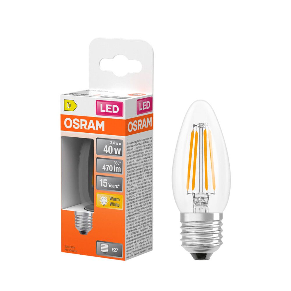 LED-lamp  Osram Star Classic B40 E27 3,4 W 470 lm 2700 K kirgas 1 tk/pk